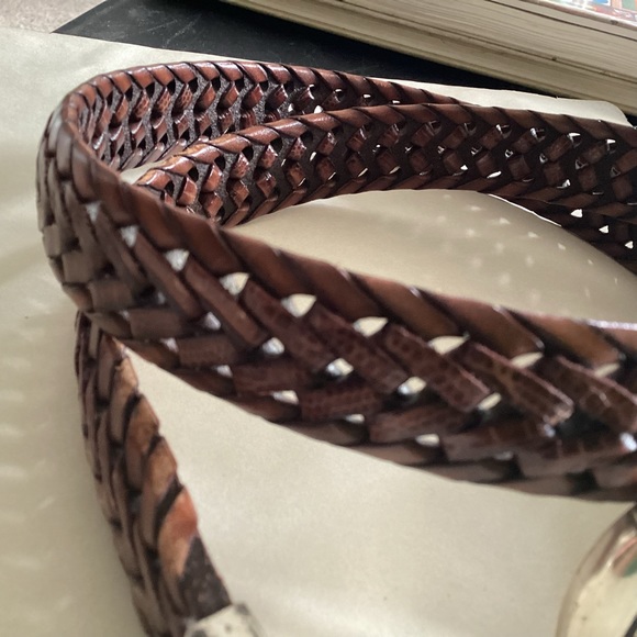 S M 34 Silver Buckle OSSI Braided Leather Western Belt - Picture 7 of 12